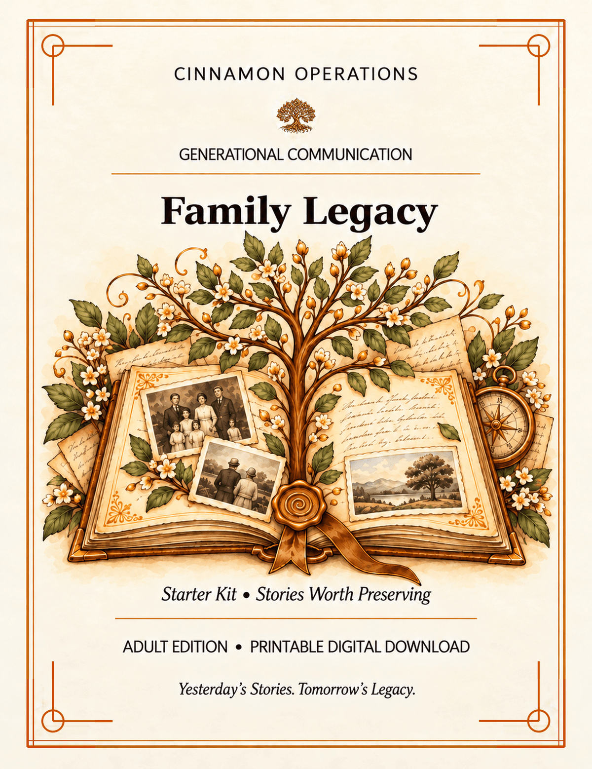 Family Legacy Starter Kit — Adult Printable Digital Workbook - Cinnamon Operations