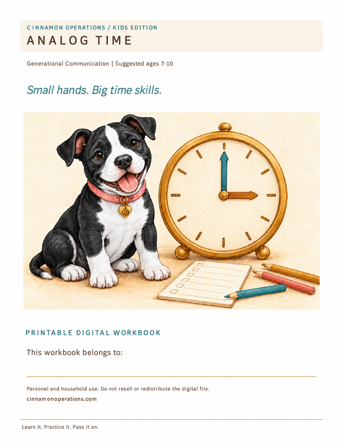 Analog Time Kids — Printable Digital Workbook - Cinnamon Operations