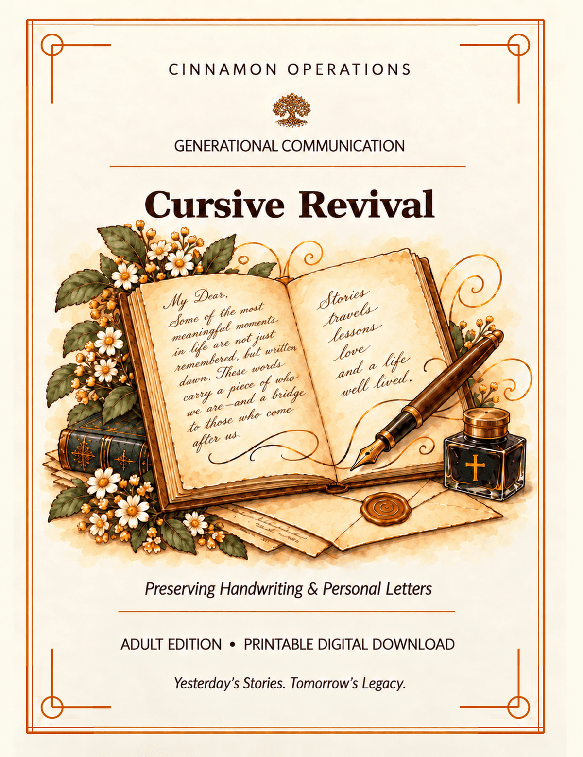 Cursive Revival — Adult Printable Digital Workbook - Cinnamon Operations