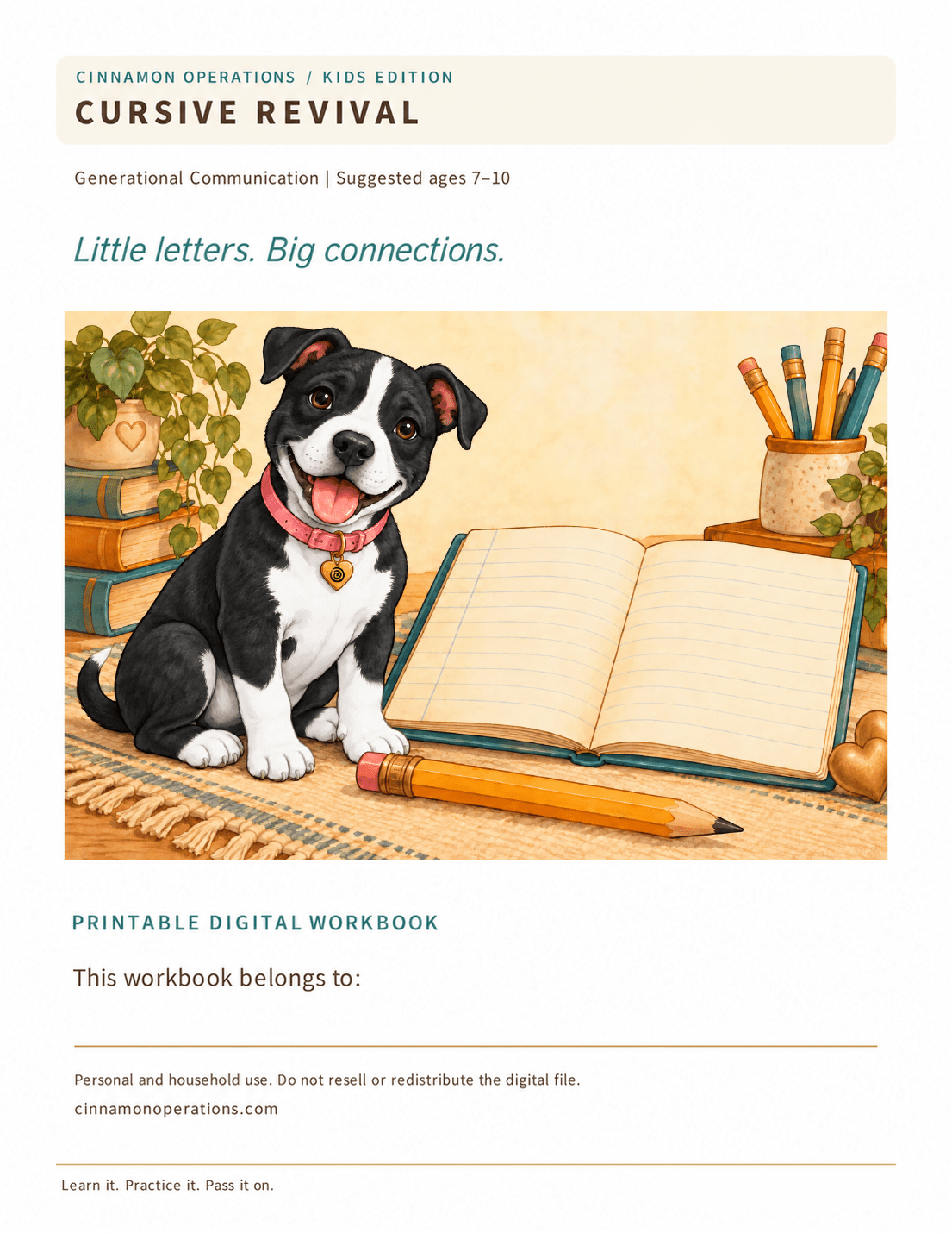 Cursive Revival Kids — Printable Digital Workbook - Cinnamon Operations